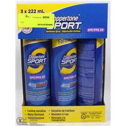 BOX OF 3 CANS OF COPPERTONE SPORT SPRAY