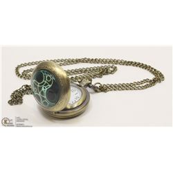 DOCTOR WHO BRASS COLORED POCKET WATCH W/ CHAIN