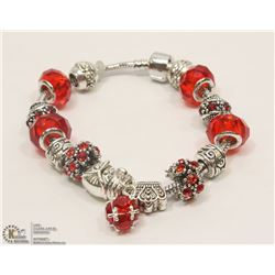 PANDORA STYLE BRACELET WITH RED & SILVER COLOR