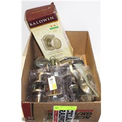 BOX OF ASSORTED HOUSEHOLD DOOR HANDLES SOME