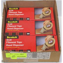 LOT OF 3 SCOTCH H10 FILAMENT TAPE, HAND DISPENSERS