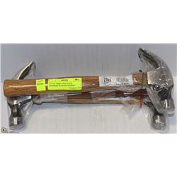 LOT OF THREE 16OZ CLAW HAMMERS W/ WOOD HANDLE