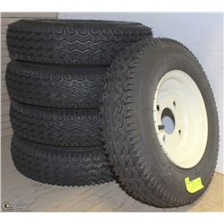 5 NYLON TUBELESS TIRES WITH RIMS 4.80-8 47F