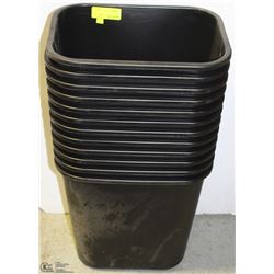 LOT OF 12 BLACK SOFT PLASTIC WASTE BINS
