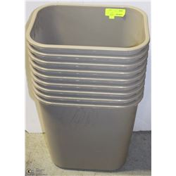 LOT OF 6 GREY SOFT PLASTIC WASTE BINS
