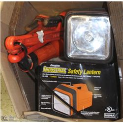 LOT W/ 2 SAFETY LANTERNS AND SOME WRENCHES