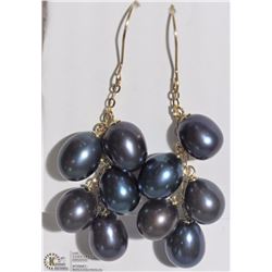#2-14K YELLOW GOLD PEACOCK PEARL CLUSTER EARRINGS