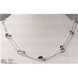 #5-STERLING SILVER GEMSTONE NECKLACE