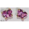 Image 1 : #6-14K YELLOW GOLD PINK CZ STUD EARRINGS