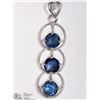 Image 1 : #19-14K WHITE GOLD 3 SAPPHIRE & DIAMOND PENDANT