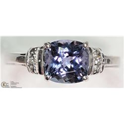 #25-14K WHITE GOLD TANZANITE & DIAMOND RING