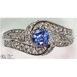 #27-10K WHITE GOLD TANZANITE & DIAMOND RING