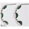 Image 2 : #28-14K WHITE GOLD EMERALD & DIAMOND EARRINGS