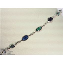 #31-14K WHITE GOLD EMERALD & SAPPHIRE BRACELET