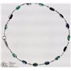Image 2 : #31-14K WHITE GOLD EMERALD & SAPPHIRE BRACELET