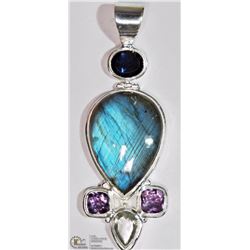 #36-STERLING SILVER GEMSTONE MODERN STYLE PENDANT