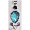 Image 1 : #36-STERLING SILVER GEMSTONE MODERN STYLE PENDANT