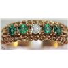 Image 1 : #38-14K YELLOW GOLD 4 EMERALD & DIAMOND RING