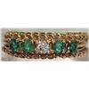 Image 2 : #38-14K YELLOW GOLD 4 EMERALD & DIAMOND RING