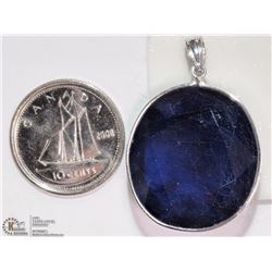 #41-14K WHITE GOLD DEEP BLUE SAPPHIRE PENDANT