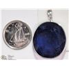 Image 1 : #41-14K WHITE GOLD DEEP BLUE SAPPHIRE PENDANT