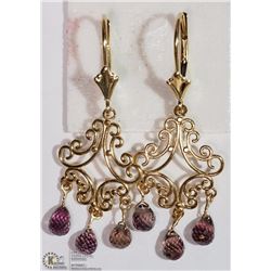 #43-14K YELLOW GOLD SAPPHIRE EARRINGS