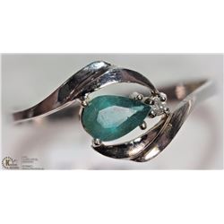 #48-18K WHITE GOLD EMERALD & DIAMOND RING