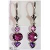 Image 1 : #49-14K WHITE GOLD PINK& PURPLE SAPPHIRE EARRINGS