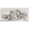 Image 1 : #50-14K W.GOLD DIAMOND CENTRE W/ 18 DIAMOND RING