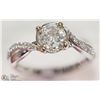 Image 2 : #50-14K W.GOLD DIAMOND CENTRE W/ 18 DIAMOND RING