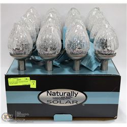FLAT OF 16 NEW CRACKLE GLASS SOLAR LIGHTS
