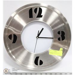 BRUSHED STAINLESS CLOCK  13" DIAMETER