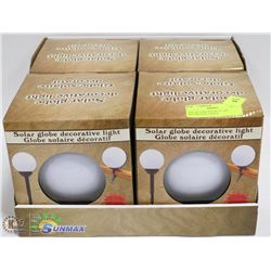 LOT OF 4 LED SOLAR GLOBE DECORATIVE LIGHTS