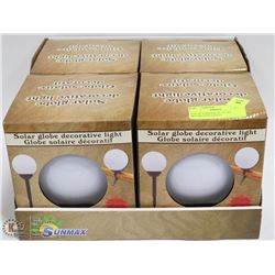 LOT OF 4 LED SOLAR GLOBE DECORATIVE LIGHTS
