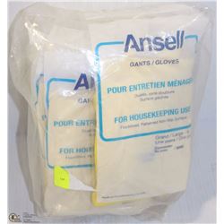 8 PACK OF ANSELL CLOTH LINED RUBBER GLOVES