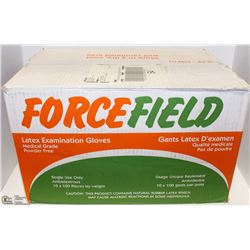 CASE OF 1,000 FORCEFIELD LATEX EXAM GLOVES MEDIUM