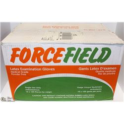 CASE OF 1,000 FORCEFIELD LATEX EXAM GLOVES MEDIUM
