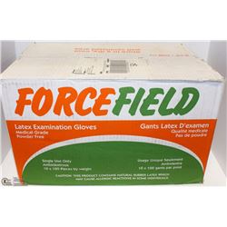 CASE OF 1,000 FORCEFIELD LATEX EXAM GLOVES MEDIUM