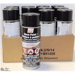 12 CANS OF FLAT BLACK HIGH TEMP PAINT