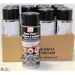 12 CANS OF FLAT BLACK HIGH TEMP PAINT