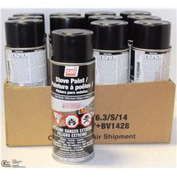 12 CANS OF FLAT BLACK HIGH TEMP PAINT