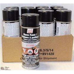 12 CANS OF FLAT BLACK HIGH TEMP PAINT
