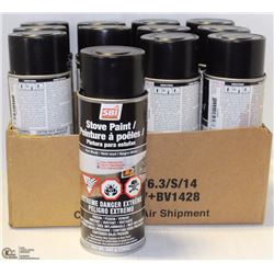 12 CANS OF FLAT BLACK HIGH TEMP PAINT