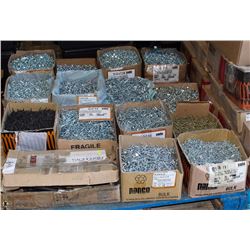 14 BOXES ASSORTED SCREWS, NUTS AND FASTENERS