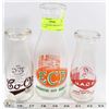 Image 1 : LOT OF 3 GRAPHIC MILK BOTTLES