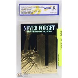 WORLD TRADE CENTER 9/11 23KT GOLD FOIL GRADED