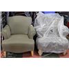 Image 1 : 2 USED GREEN FABRIC ARMCHAIRS AS IS
