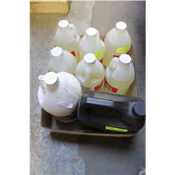 LOT OF 6 JUGS OF ASSORTED LIQUIDS