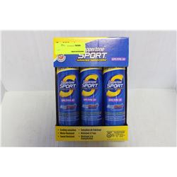 LOT OF 3 CANS OF COPPERTONE SPORT SUNSCREEN 30SPF
