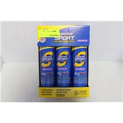 LOT OF 3 CANS OF COPPERTONE SPORT SUNSCREEN 30SPF